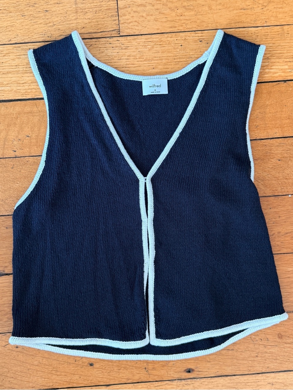 Aritzia Wilfred Basque Sweater Vest Top (Blue and White)